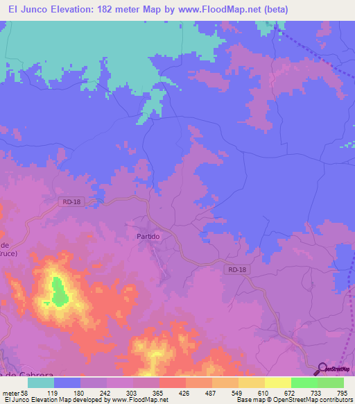 El Junco,Dominican Republic Elevation Map