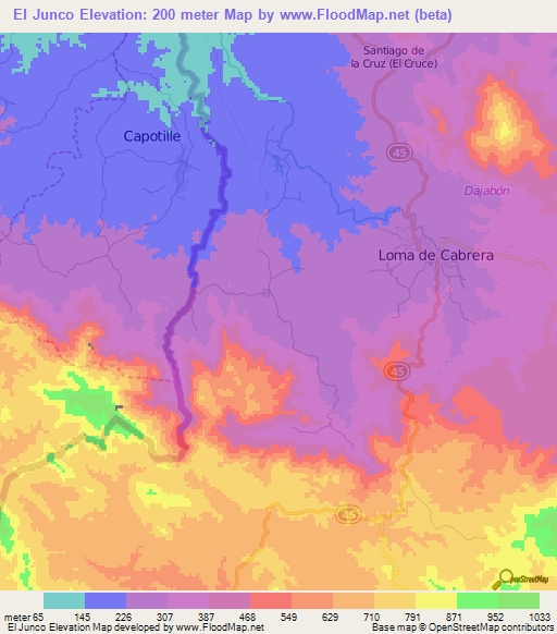 El Junco,Dominican Republic Elevation Map