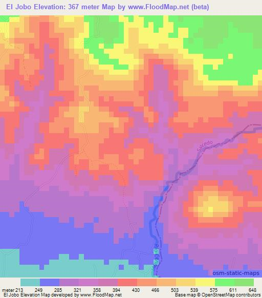 El Jobo,Dominican Republic Elevation Map