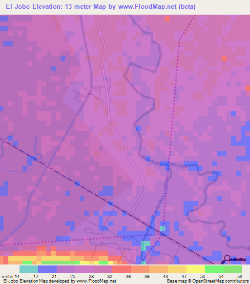 El Jobo,Dominican Republic Elevation Map