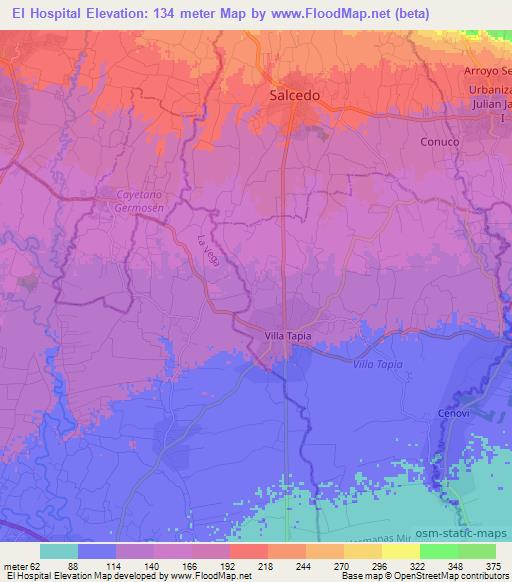 El Hospital,Dominican Republic Elevation Map