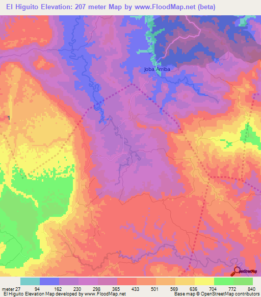 El Higuito,Dominican Republic Elevation Map