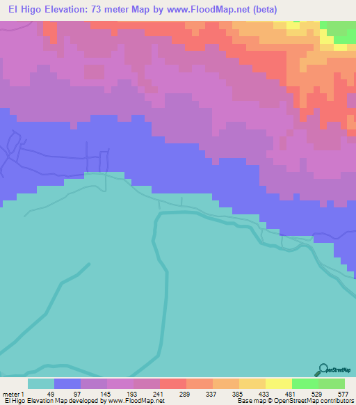 El Higo,Dominican Republic Elevation Map