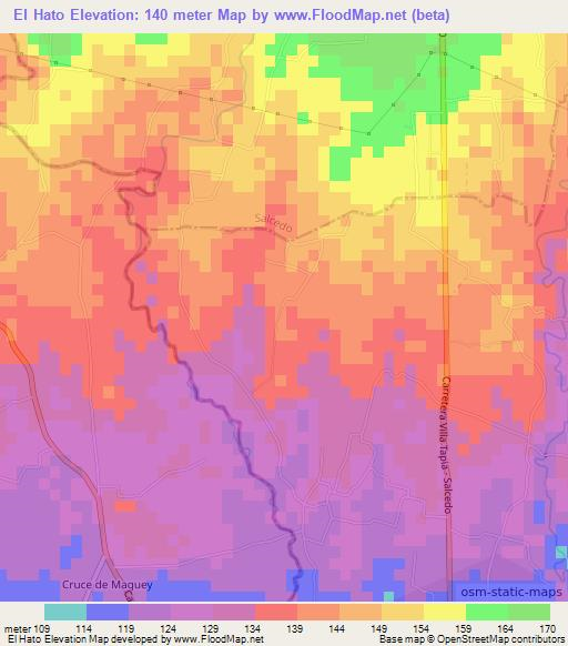 El Hato,Dominican Republic Elevation Map