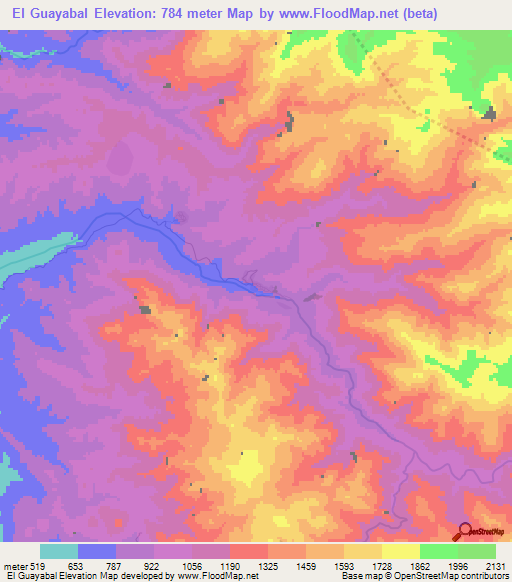 El Guayabal,Dominican Republic Elevation Map