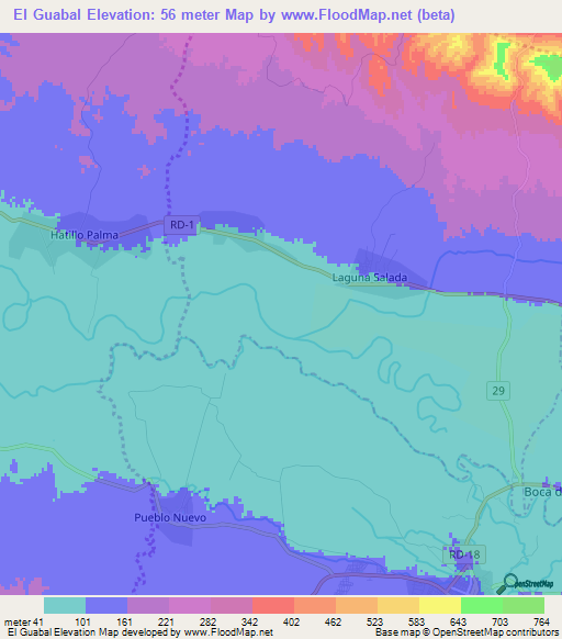 El Guabal,Dominican Republic Elevation Map