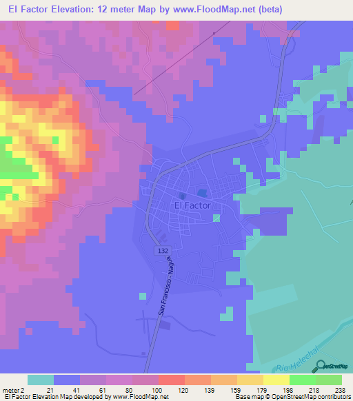 El Factor,Dominican Republic Elevation Map