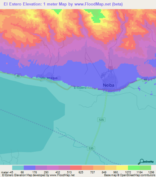 El Estero,Dominican Republic Elevation Map