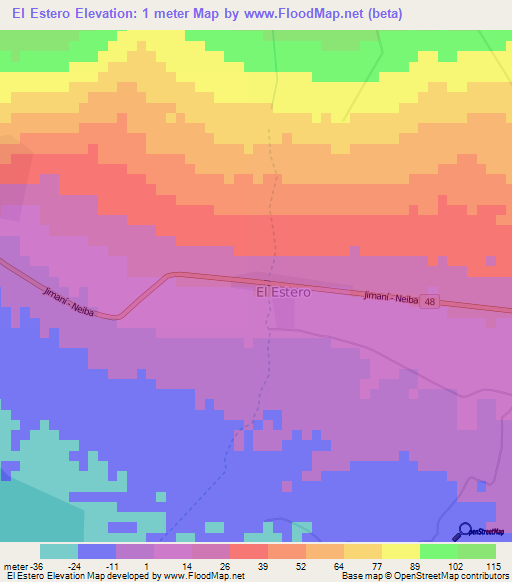 El Estero,Dominican Republic Elevation Map