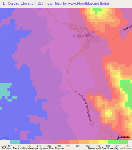 El Corozo,Dominican Republic Elevation Map