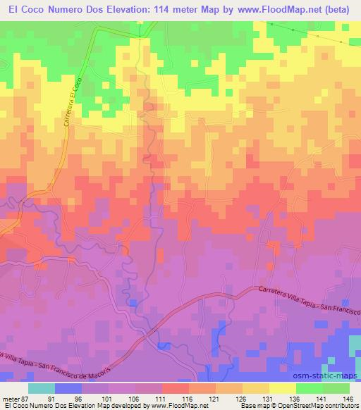 El Coco Numero Dos,Dominican Republic Elevation Map