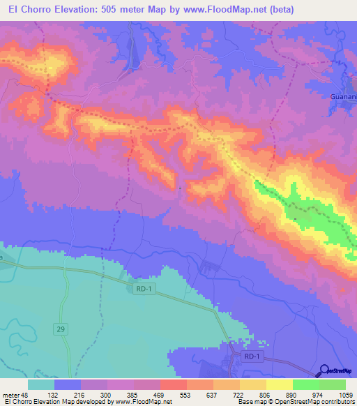 El Chorro,Dominican Republic Elevation Map