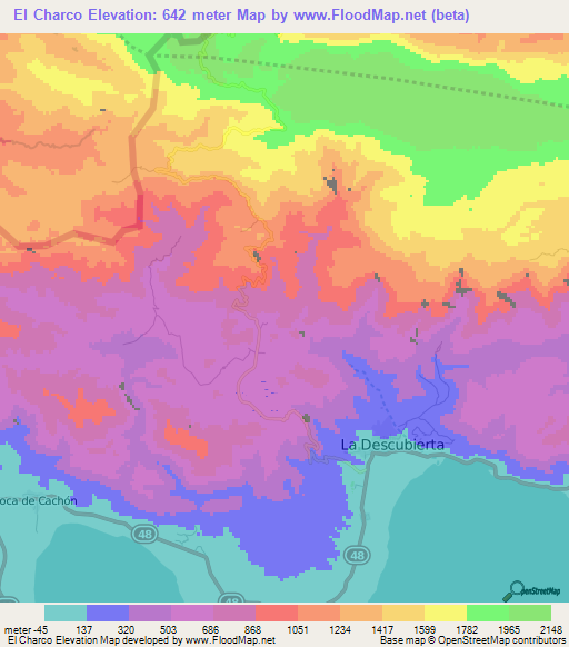 El Charco,Dominican Republic Elevation Map