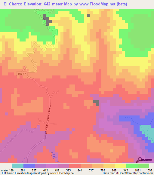 El Charco,Dominican Republic Elevation Map