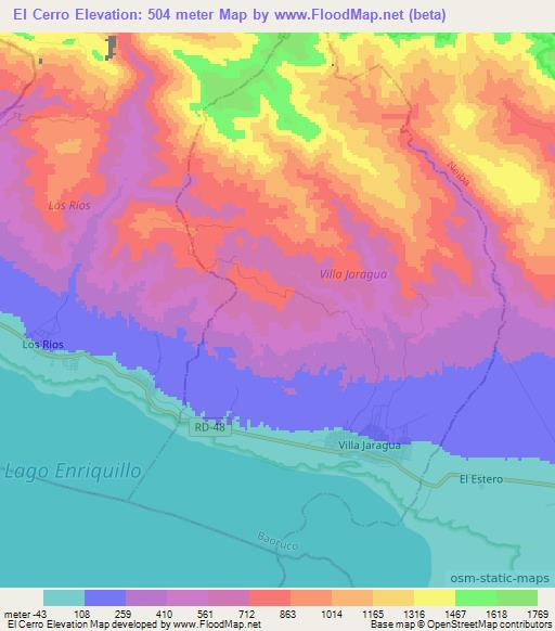 El Cerro,Dominican Republic Elevation Map