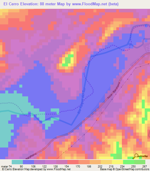 El Cerro,Dominican Republic Elevation Map