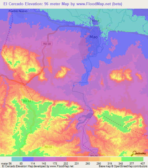 El Cercado,Dominican Republic Elevation Map