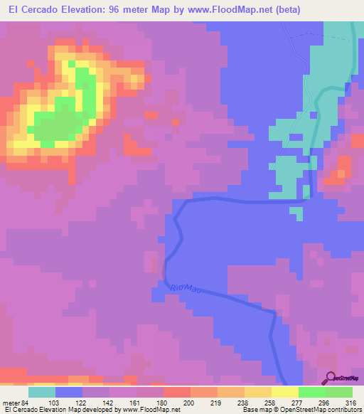 El Cercado,Dominican Republic Elevation Map