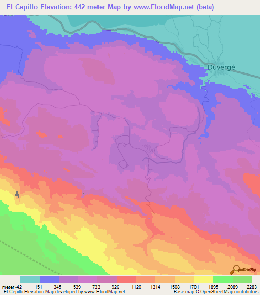 El Cepillo,Dominican Republic Elevation Map