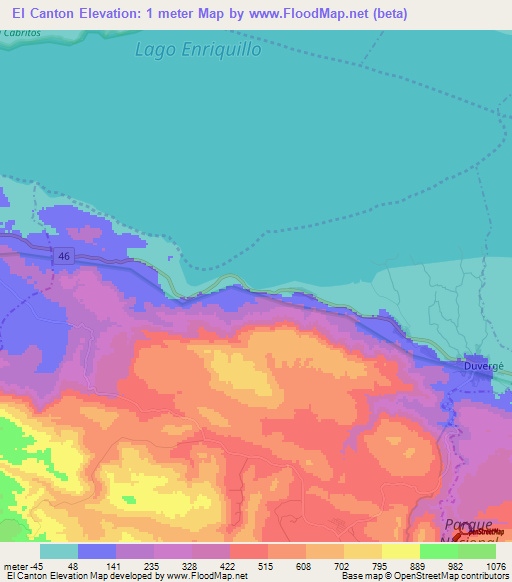 El Canton,Dominican Republic Elevation Map