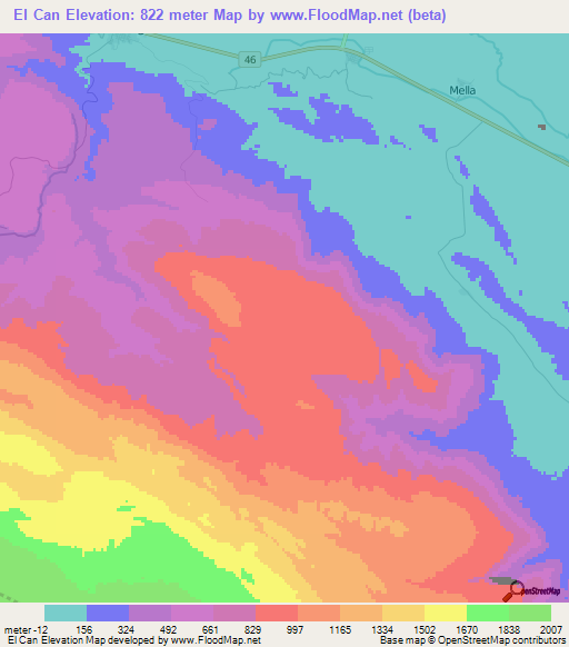 El Can,Dominican Republic Elevation Map