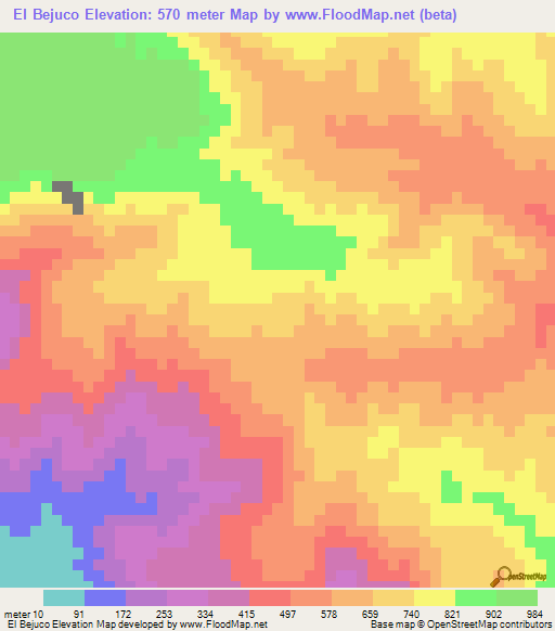 El Bejuco,Dominican Republic Elevation Map