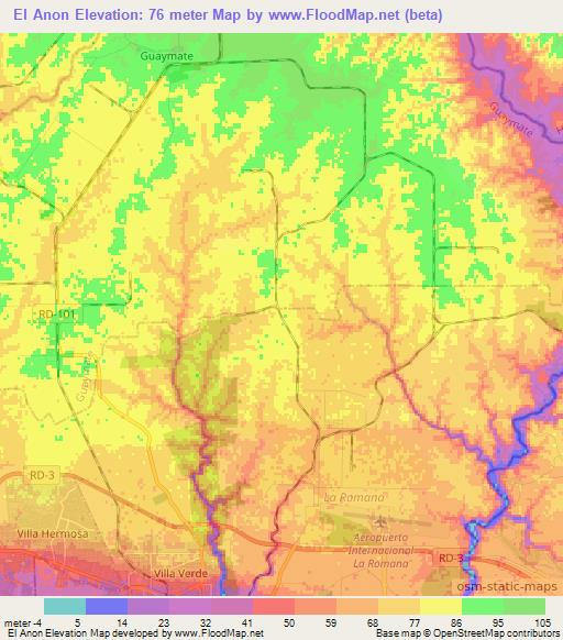 El Anon,Dominican Republic Elevation Map