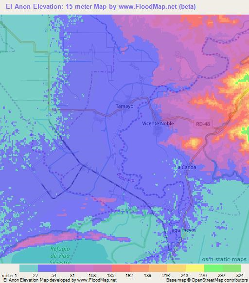 El Anon,Dominican Republic Elevation Map