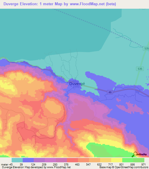 Duverge,Dominican Republic Elevation Map