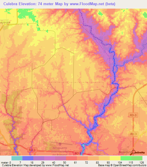 Culebra,Dominican Republic Elevation Map