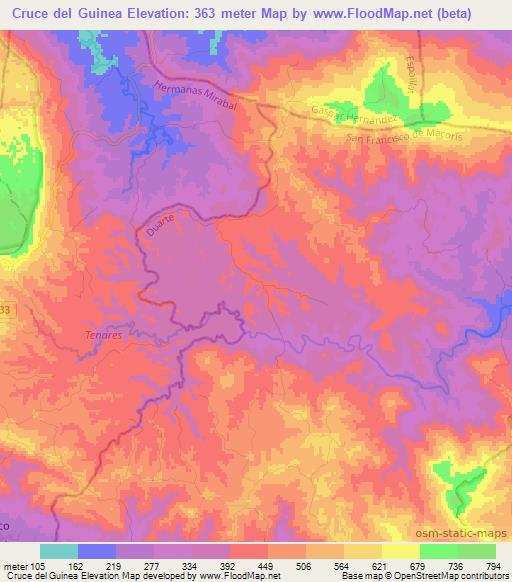 Cruce del Guinea,Dominican Republic Elevation Map