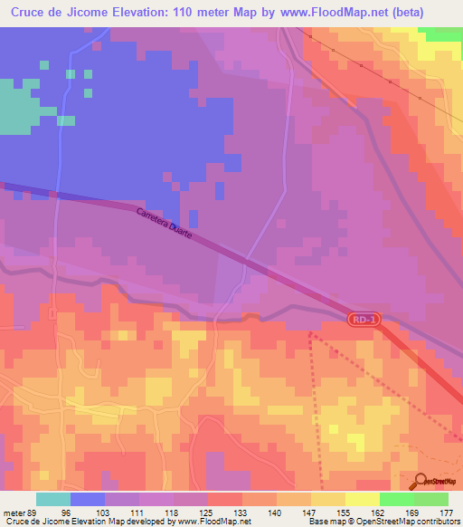 Cruce de Jicome,Dominican Republic Elevation Map