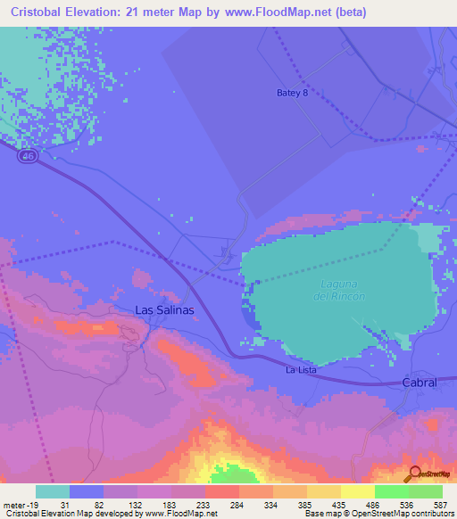 Cristobal,Dominican Republic Elevation Map