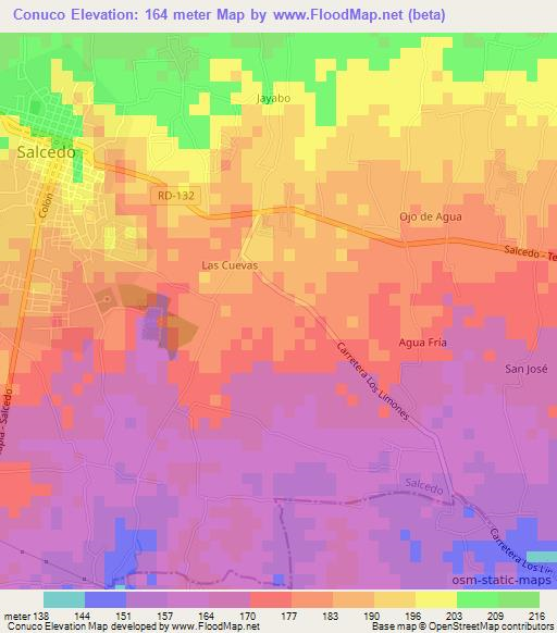 Conuco,Dominican Republic Elevation Map