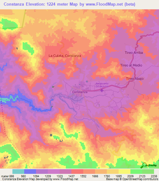 Constanza,Dominican Republic Elevation Map