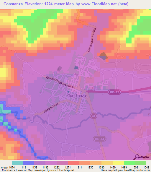 Constanza,Dominican Republic Elevation Map