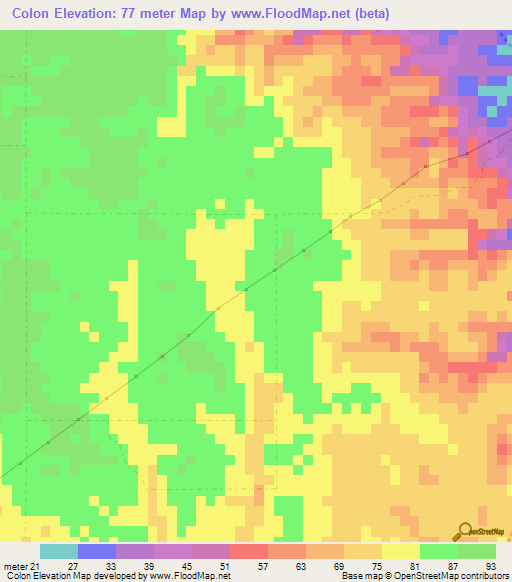 Colon,Dominican Republic Elevation Map