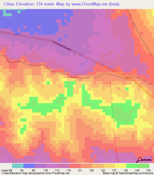 Cibao,Dominican Republic Elevation Map