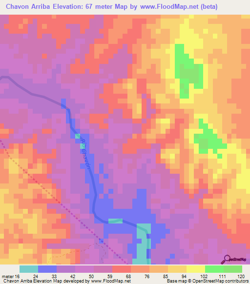 Chavon Arriba,Dominican Republic Elevation Map