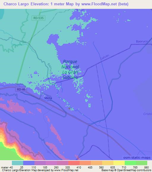 Charco Largo,Dominican Republic Elevation Map