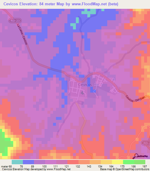 Cevicos,Dominican Republic Elevation Map