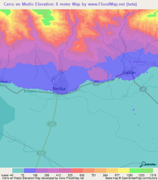 Cerro en Medio,Dominican Republic Elevation Map