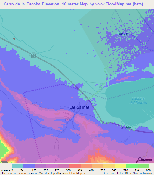 Cerro de la Escoba,Dominican Republic Elevation Map