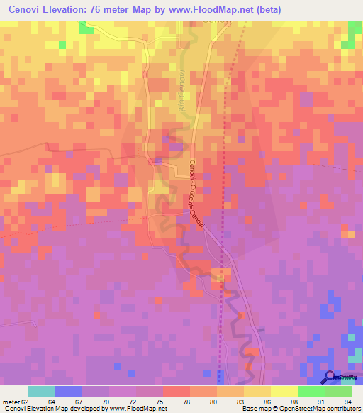 Cenovi,Dominican Republic Elevation Map