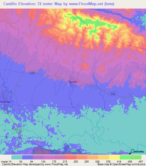 Castillo,Dominican Republic Elevation Map