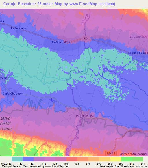 Cartujo,Dominican Republic Elevation Map