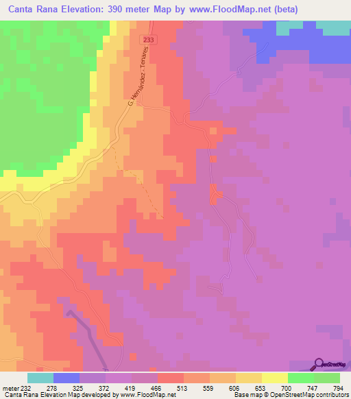 Canta Rana,Dominican Republic Elevation Map