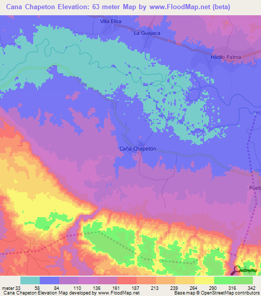 Cana Chapeton,Dominican Republic Elevation Map