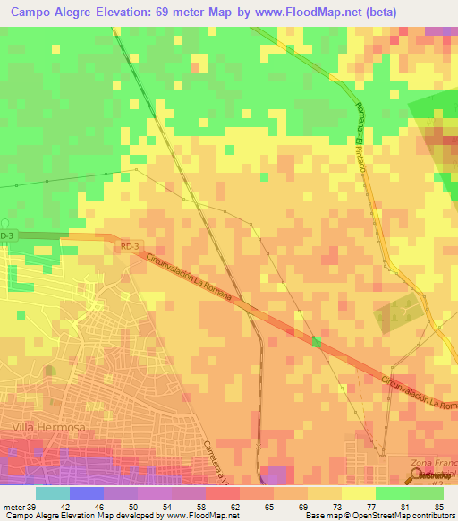 Campo Alegre,Dominican Republic Elevation Map