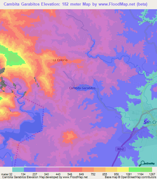 Cambita Garabitos,Dominican Republic Elevation Map